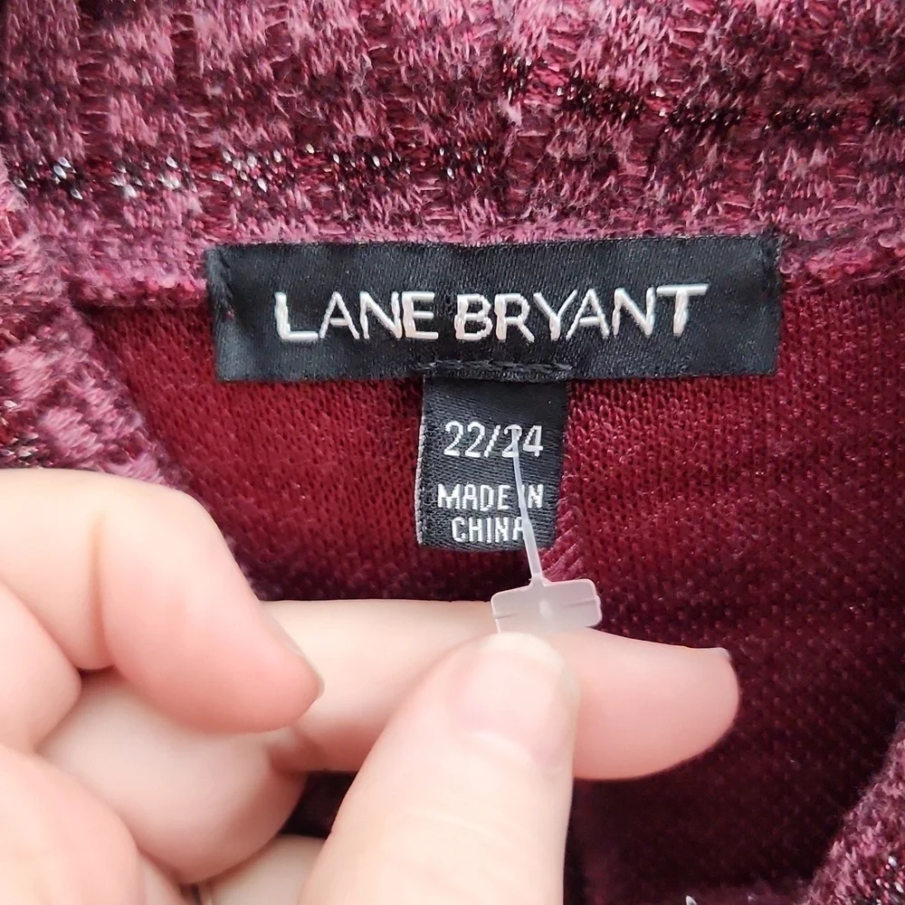 Lane Bryant Sweater Womens Size 22/ 24 Turtleneck Tunic Burgundy Long Sleeve